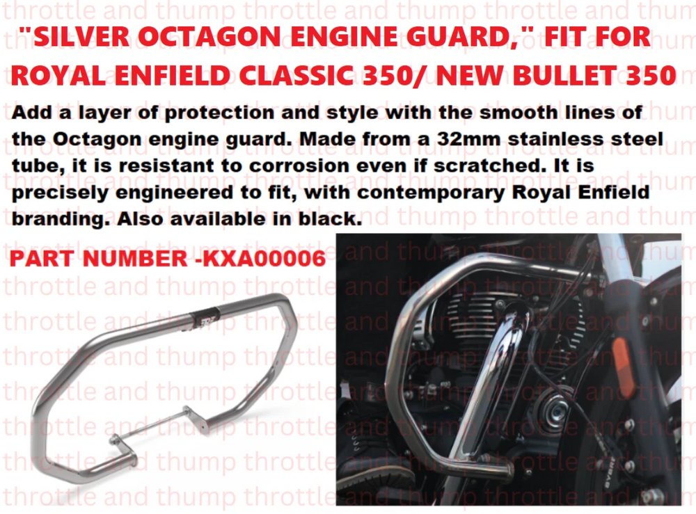 Silver Octagon Engine Guard fit for Royal Enfield Bullet 350