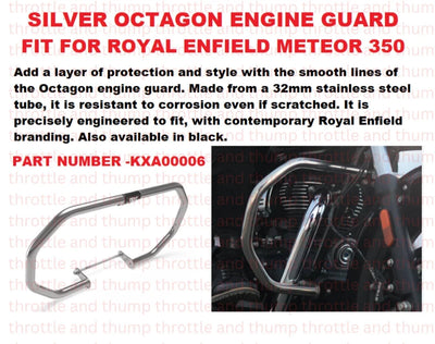Silver Octagon Engine Guard fit for Royal Enfield Meteor 350