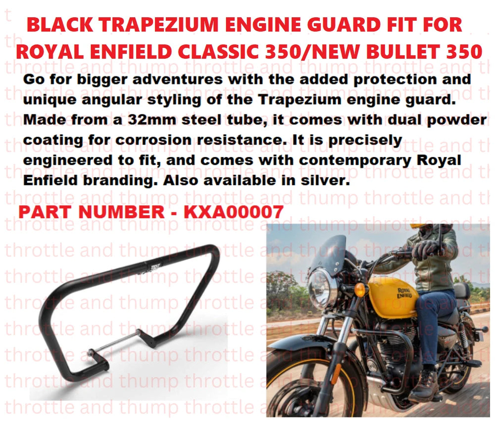 Black Trapezium Engine Guard fit for Royal Enfield Bullet 350