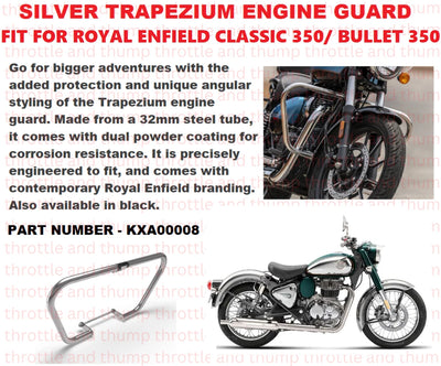 Silver Trapezium Engine Guard fit for Royal Enfield Classic 350