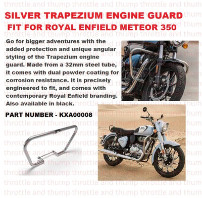 Silver Trapezium Engine Guard fit for Royal Enfield Meteor 350