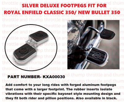 Silver Deluxe Footpegs fit for Royal Enfield Bullet 350