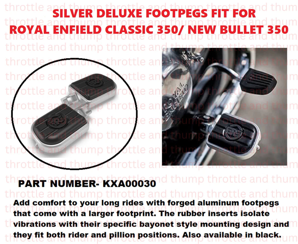 Silver Deluxe Footpegs fit for Royal Enfield Classic 350
