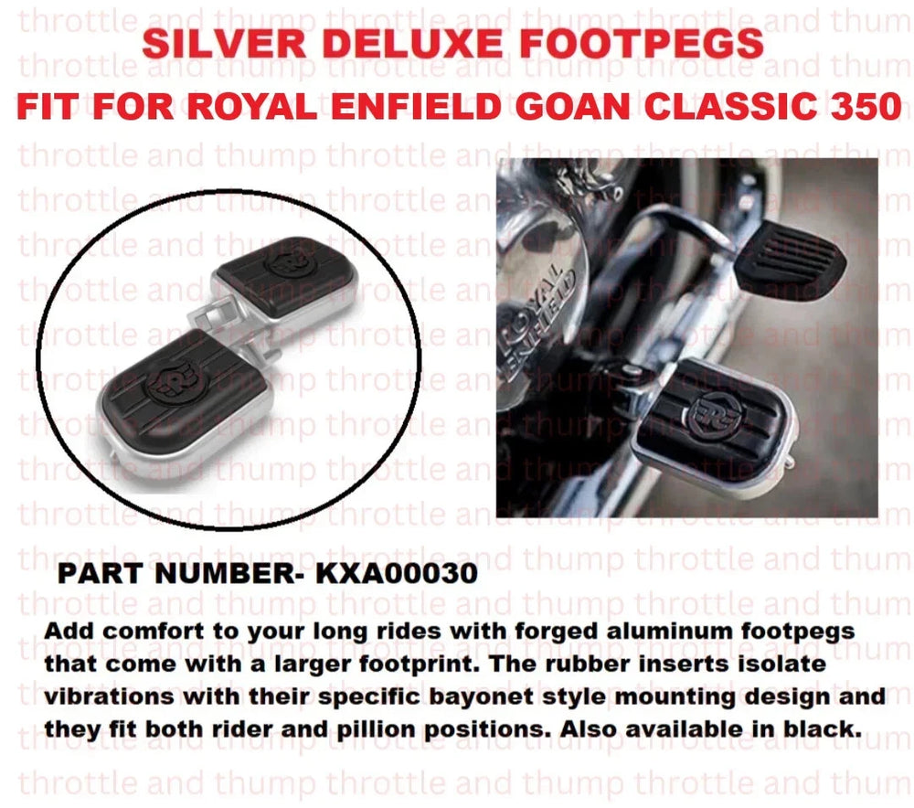 Silver Deluxe Footpegs fit for Royal Enfield Goan Classic 350