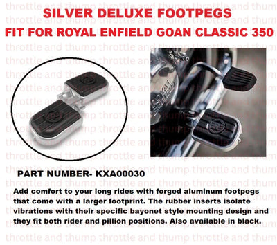 Silver Deluxe Footpegs fit for Royal Enfield Goan Classic 350