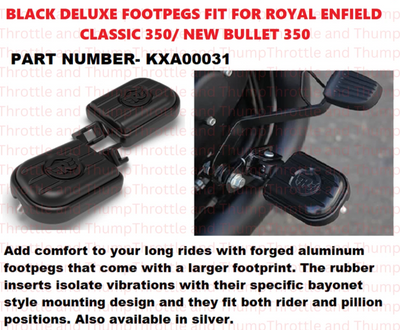 Black Deluxe Footpegs fit for Royal Enfield Bullet 350