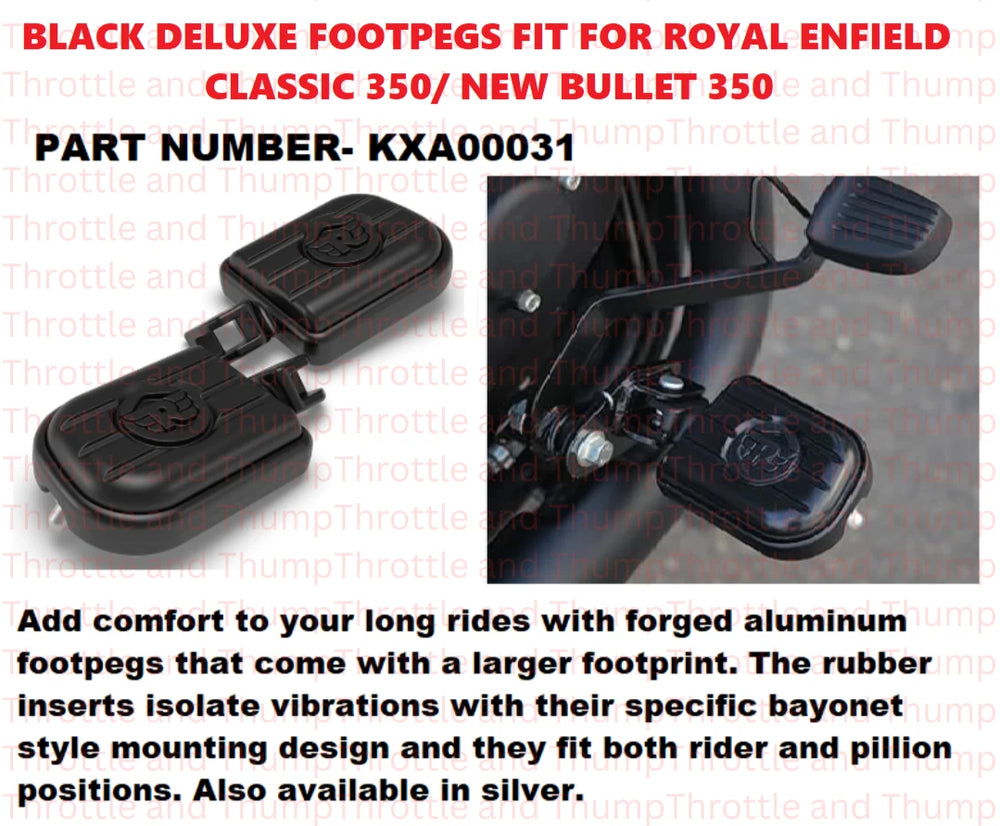 Black Deluxe Footpegs fit for Royal Enfield Classic 350