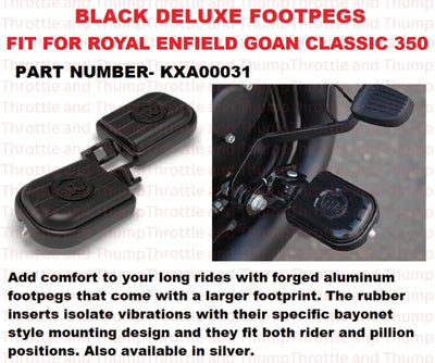 Black Deluxe Footpegs fit for Royal Enfield Goan Classic 350