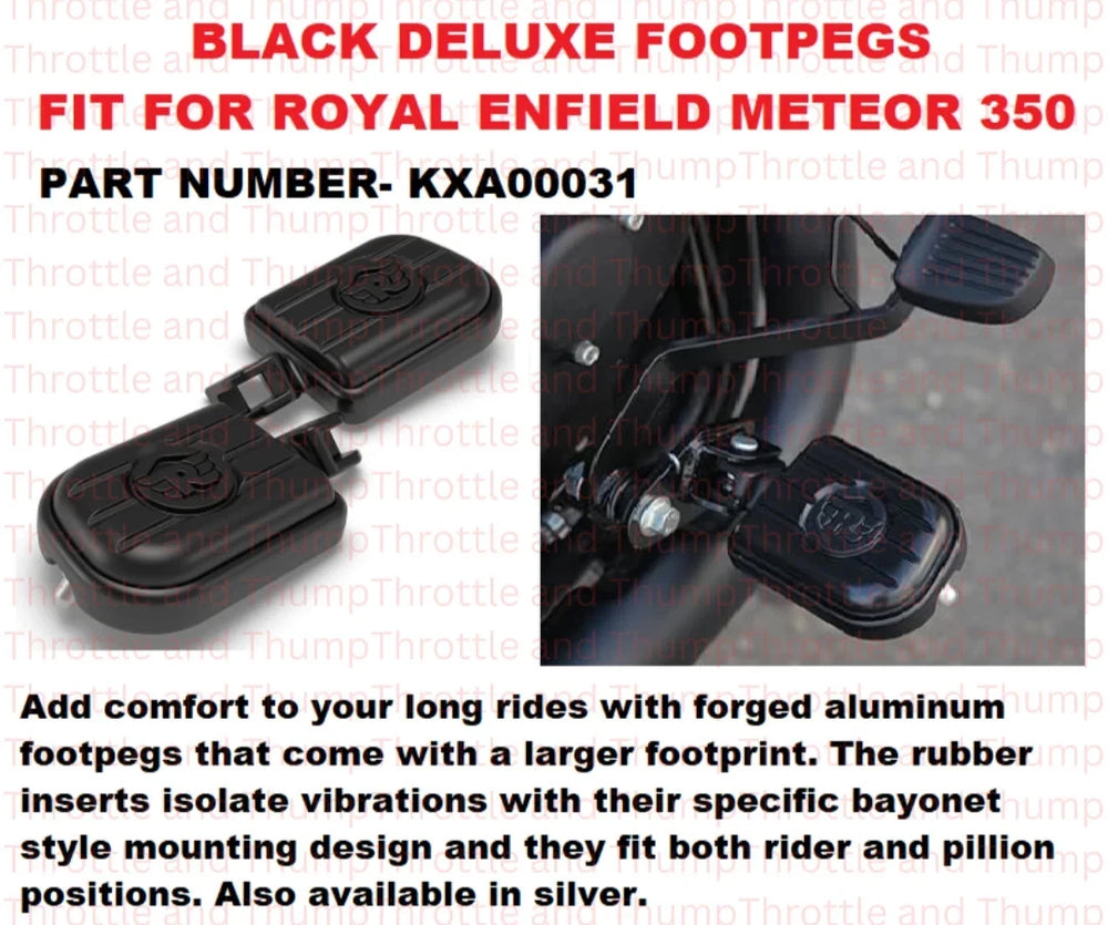 Black Deluxe Footpegs fit for Royal Enfield Meteor 350