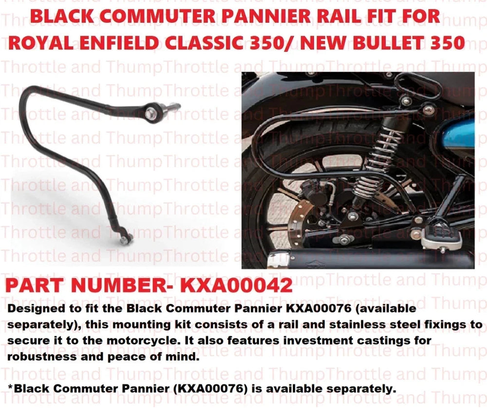Black Commuter Pannier Rail fit for Royal Enfield Classic 350