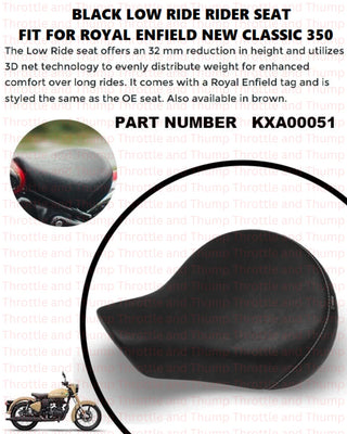Black Low Ride Rider Seat fit for Royal Enfield Classic 350