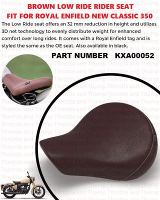 Brown Low Ride Rider Seat fit for Royal Enfield Classic 350