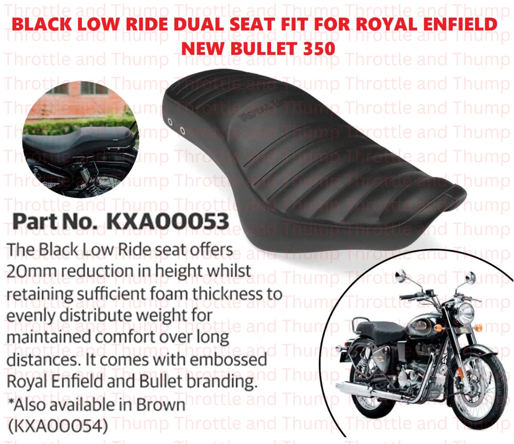 Black Low Ride Dual Seat fit for Royal Enfield Bullet 350