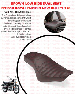 Brown Low Ride Dual Seat fit for Royal Enfield Bullet 350