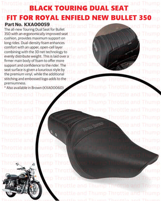Black Touring Dual Seat fit for Royal Enfield Bullet 350