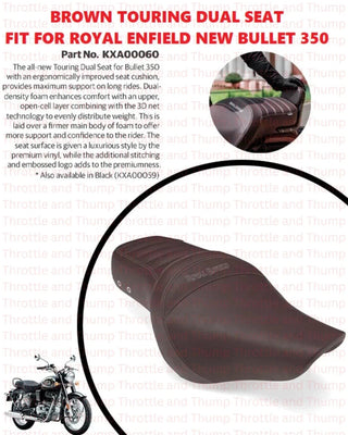 Brown Touring Dual Seat fit for Royal Enfield Bullet 350
