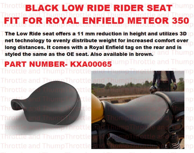 Black Low Ride Rider Seat fit for Royal Enfield Meteor 350