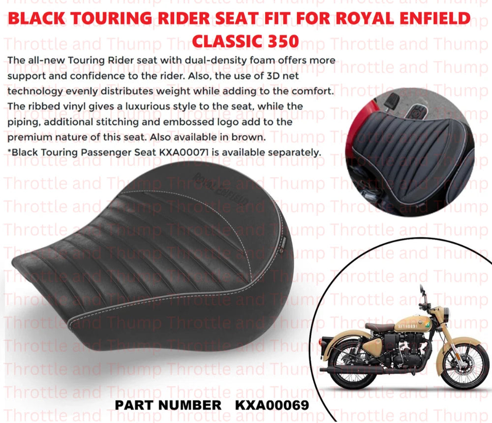 Black Touring Rider Seat fit for Royal Enfield Classic 350