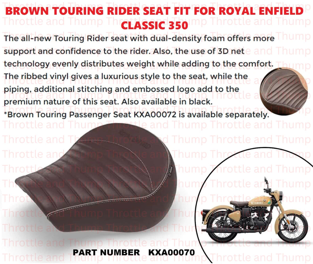 Brown Touring Rider Seat fit for Royal Enfield Classic 350