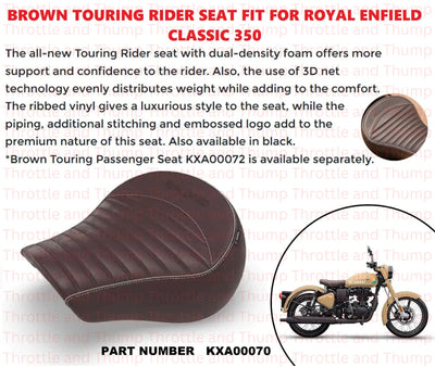 Brown Touring Rider Seat fit for Royal Enfield Classic 350