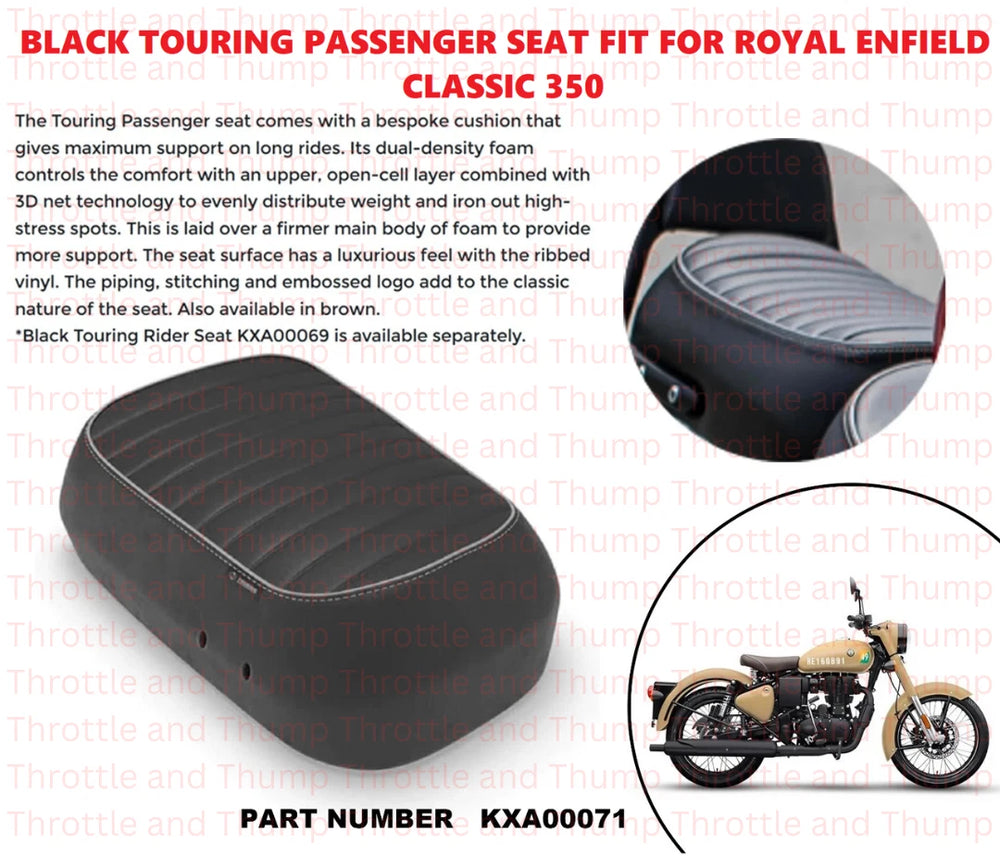 Black Touring Passenger Seat fit for Royal Enfield Classic 350