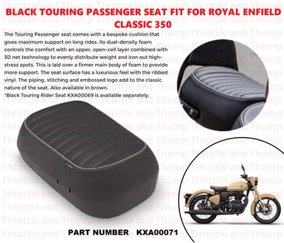 Black Touring Passenger Seat fit for Royal Enfield Classic 350