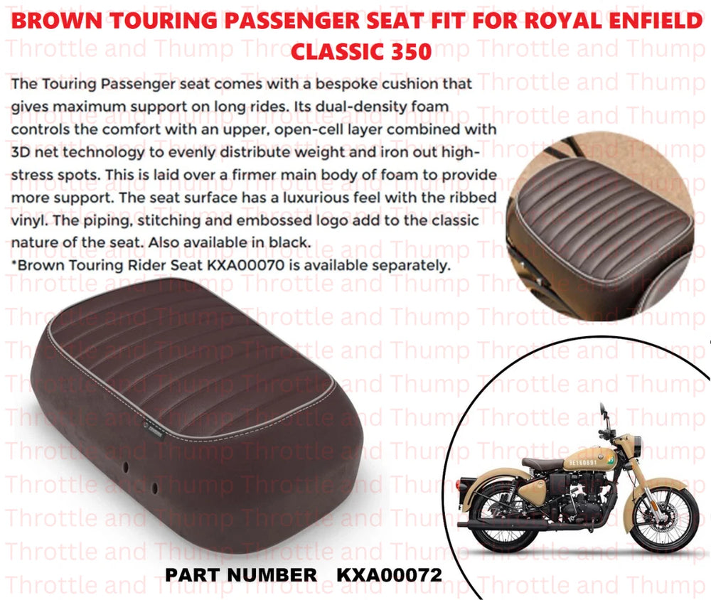 Brown Touring Passenger Seat fit for Royal Enfield Classic 350