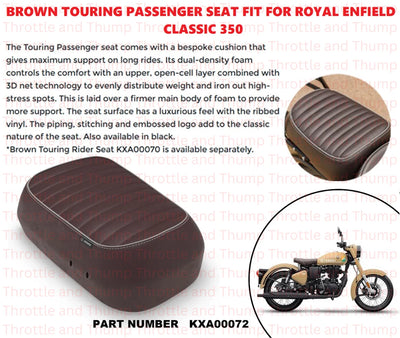 Brown Touring Passenger Seat fit for Royal Enfield Classic 350