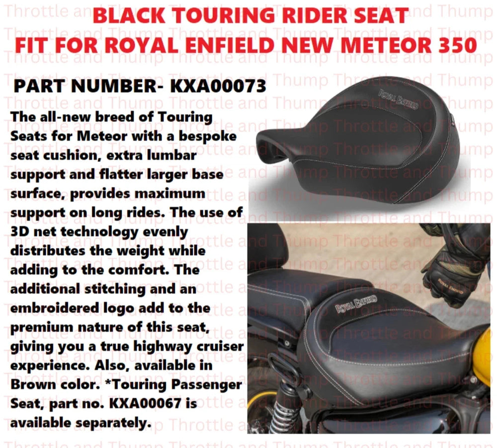 Black Touring Rider Seat fit for Royal Enfield Meteor 350