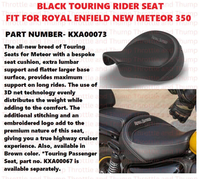 Black Touring Rider Seat fit for Royal Enfield Meteor 350