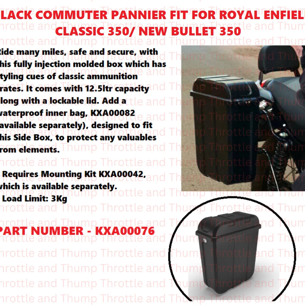 Black Commuter Pannier fit for Royal Enfield Bullet 350