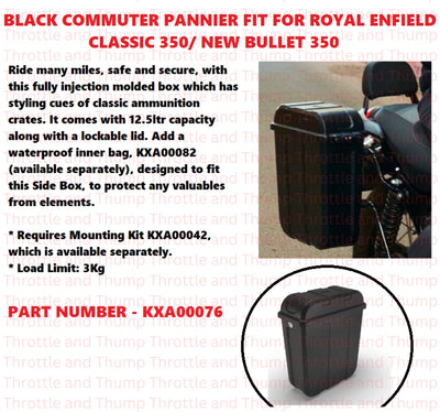 Black Commuter Pannier fit for Royal Enfield Bullet 350