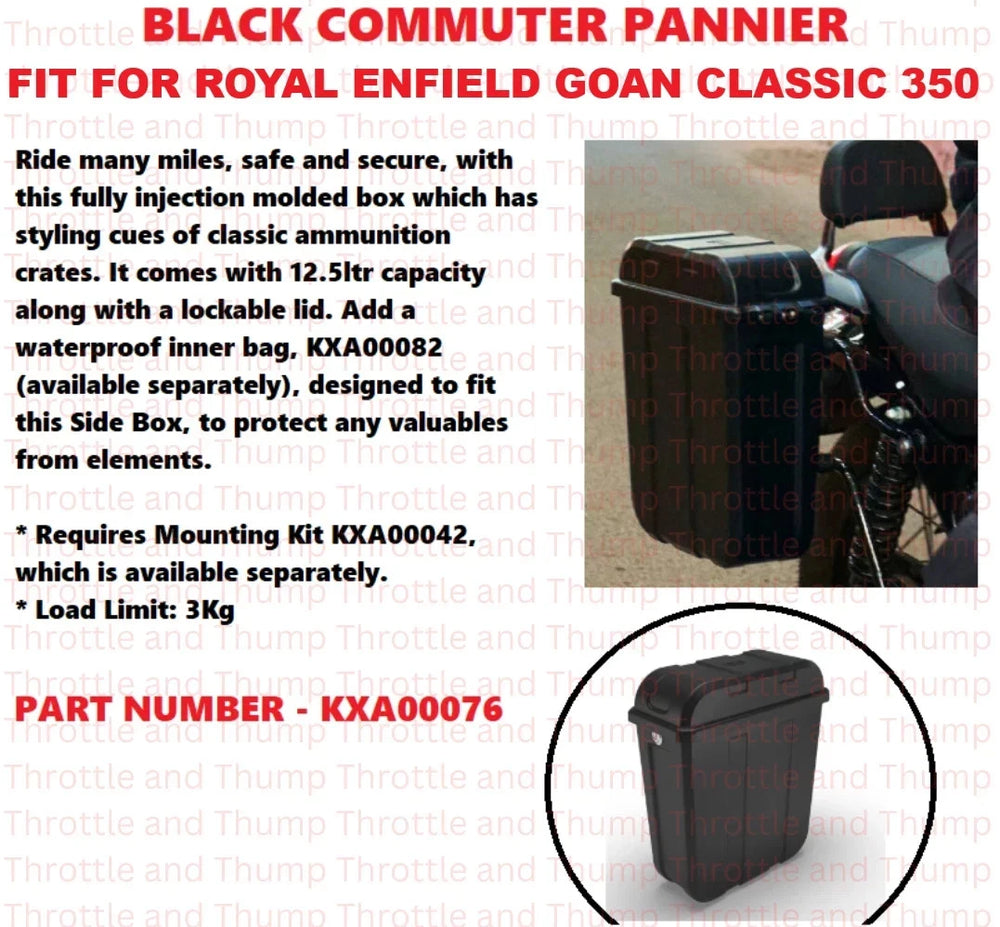 Black Commuter Pannier fit for Royal Enfield Goan Classic 350