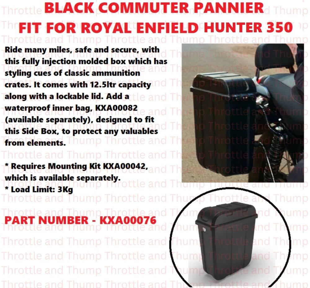 Black Commuter Pannier fit for Royal Enfield Hunter 350