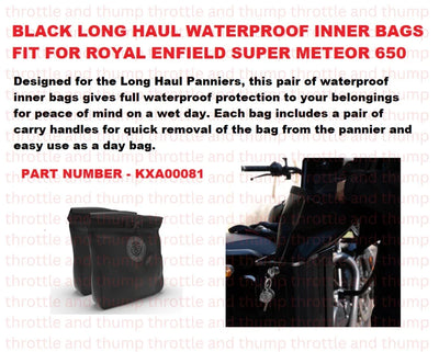 Black Long Haul Waterproof Inner Bags fit for Royal Enfield Super Meteor 650