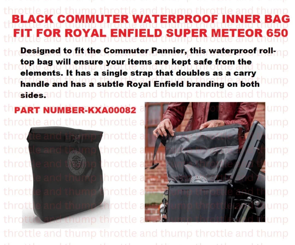 Black Commuter Waterproof Inner Bag fit for Royal Enfield Super Meteor 650