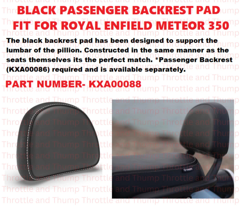 Black Passenger Backrest Pad fit for Royal Enfield Meteor 350