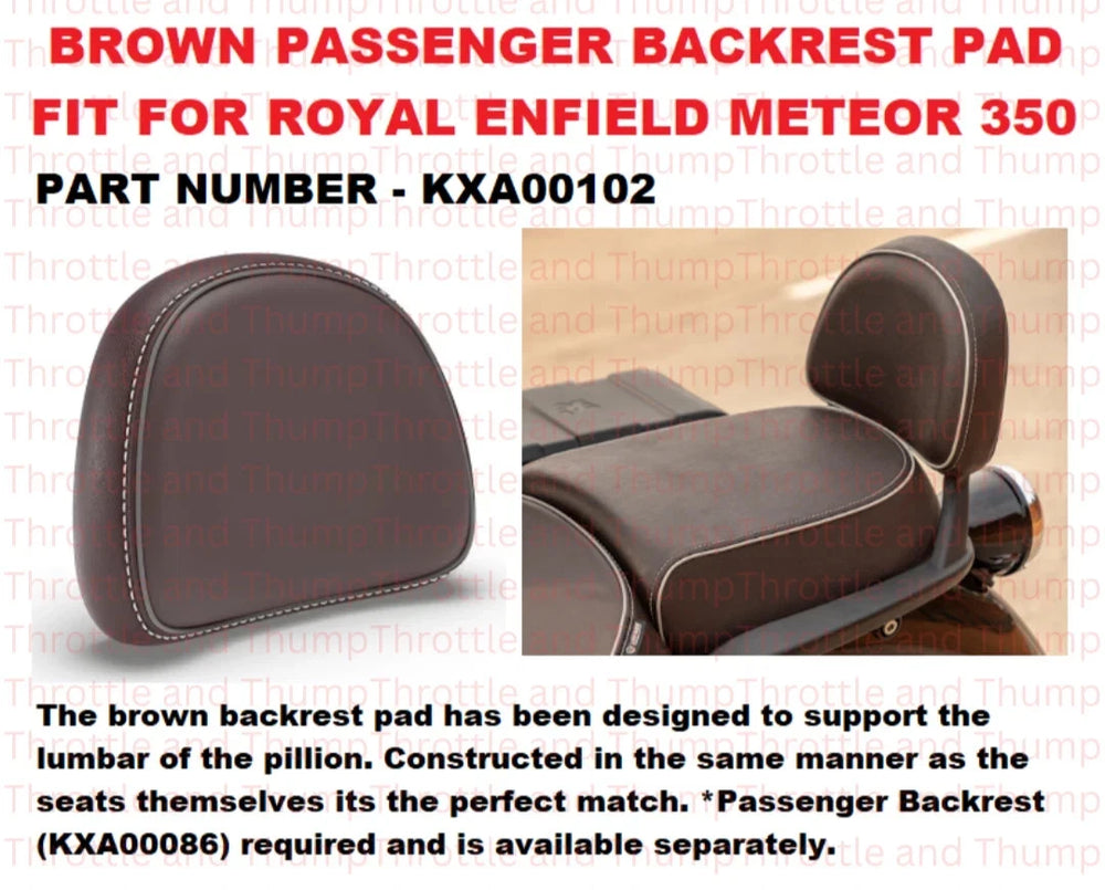 Brown Passenger Backrest Pad fit for Royal Enfield Meteor 350