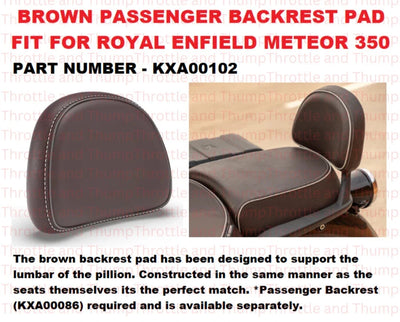 Brown Passenger Backrest Pad fit for Royal Enfield Meteor 350