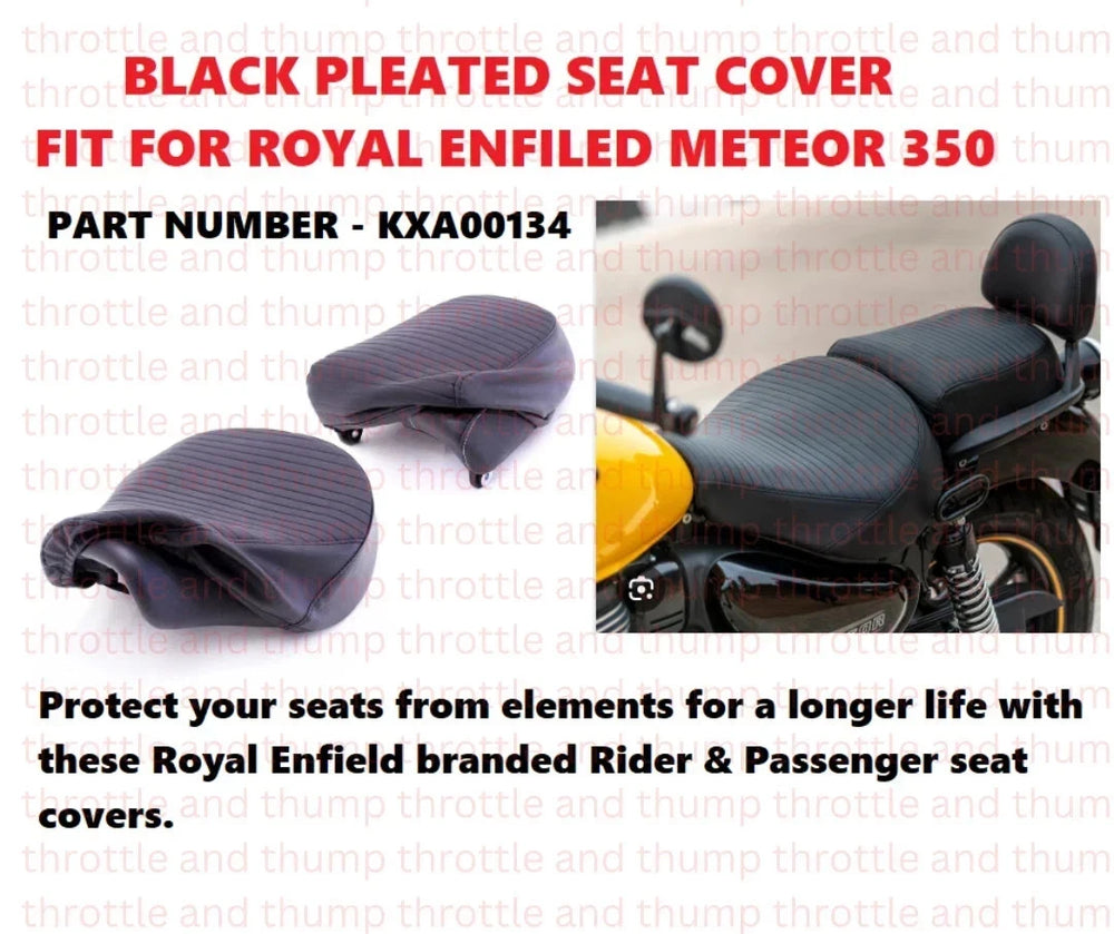 Black Pleated Seat Cover fit for Royal Enfield Meteor 350