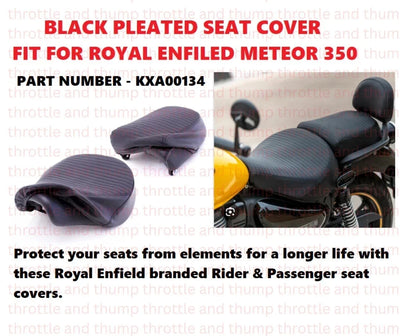 Black Pleated Seat Cover fit for Royal Enfield Meteor 350