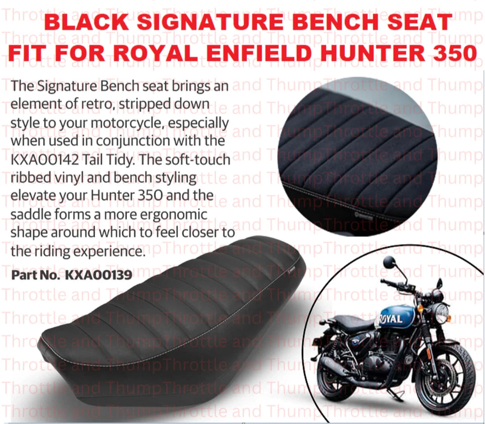 Black Signature Bench Seat fit for Royal Enfield Hunter 350