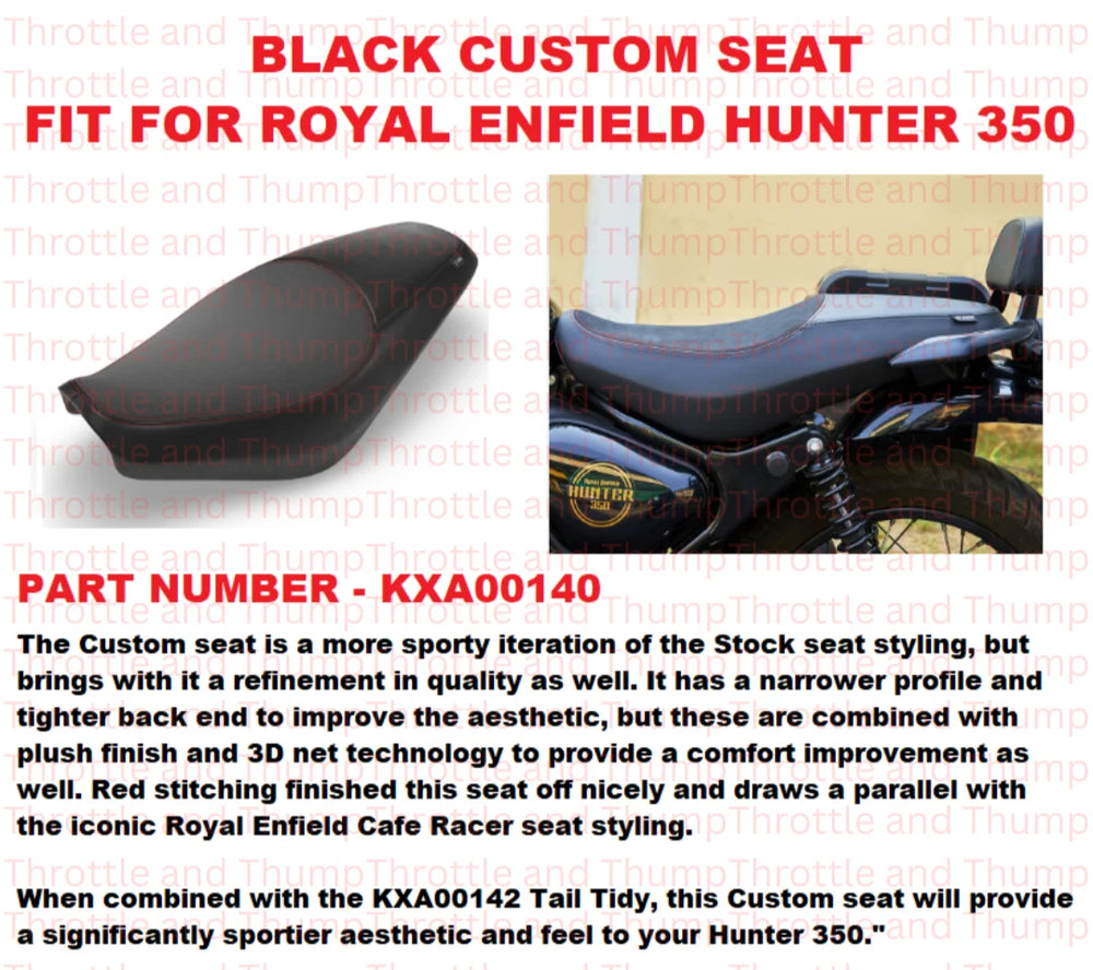 Black Custom Seat fit for Royal Enfield Hunter 350