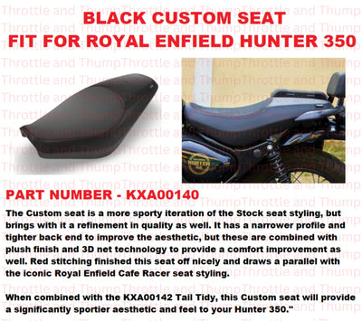 Black Custom Seat fit for Royal Enfield Hunter 350