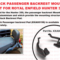 Black Passenger Backrest Mounts fit for Royal Enfield Hunter 350