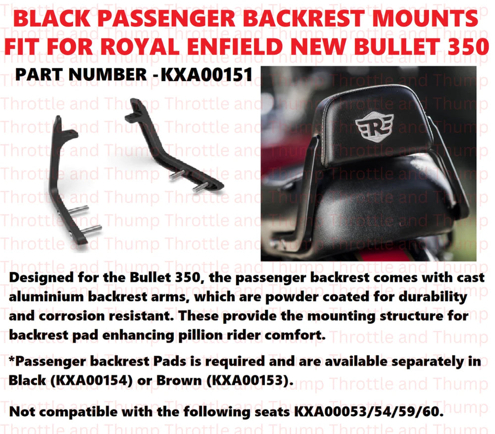 Black Passenger Backrest Mounts fit for Royal Enfield Bullet 350