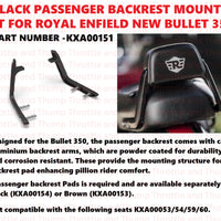 Black Passenger Backrest Mounts fit for Royal Enfield Bullet 350