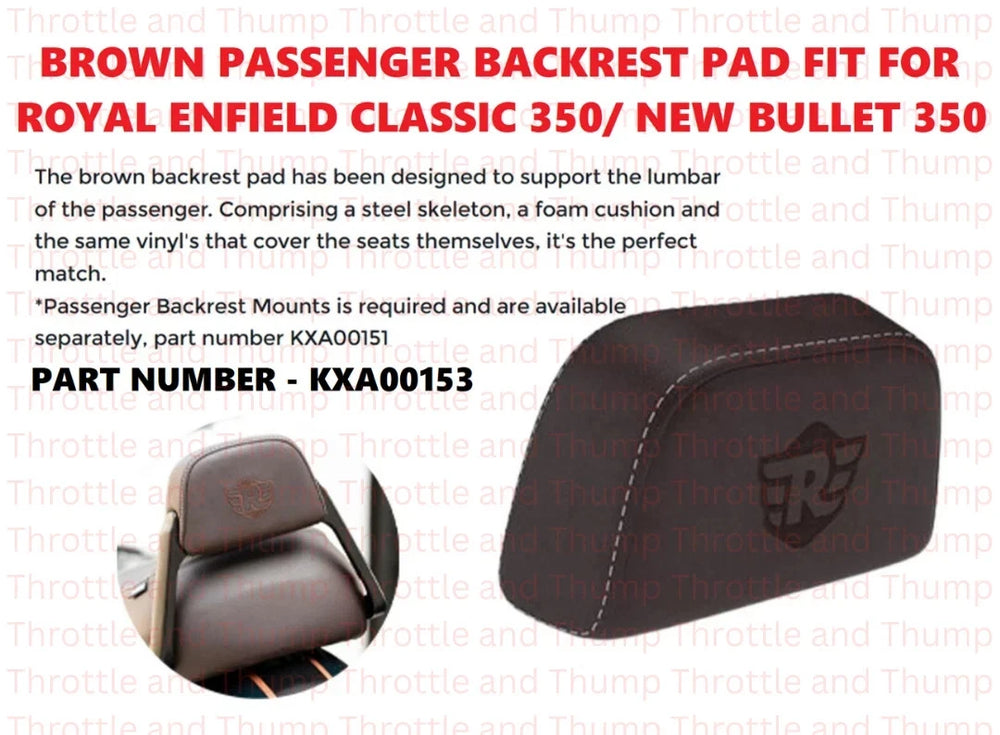 Brown Passenger Backrest Pad fit for Royal Enfield Bullet 350