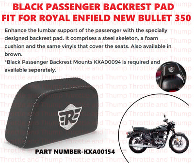 Black Passenger Backrest Pad fit for Royal Enfield Bullet 350