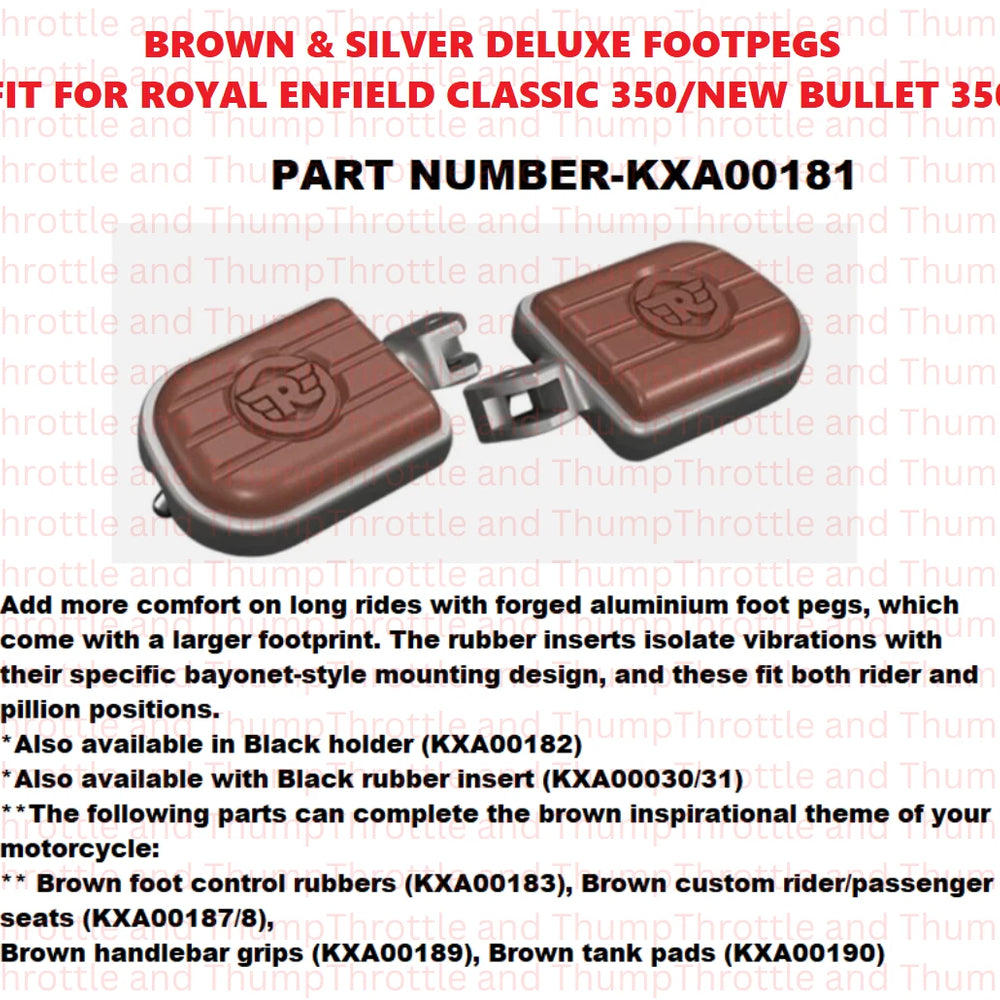 Brown And Silver Deluxe Footpegs fit for Royal Enfield Classic 350